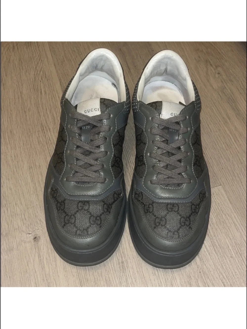 Gucci Men's Charcoal Gray GG Monogram Low-Top Sneakers
